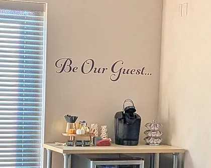 Coffee station in the waiting room at Modern Dental Concepts